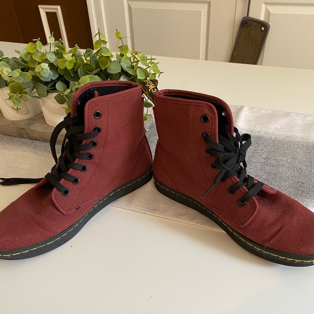 Red Canvas Dr Martens size 7